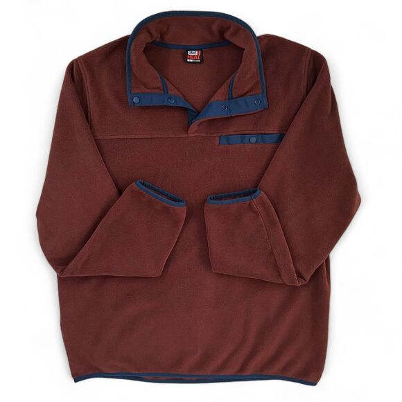 32 Degrees Men's Large 1/4 Snap Long Sleeve Rust Red Hiking Fleece Pullover - Picture 11 of 15